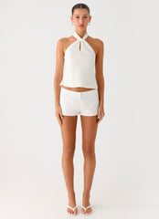 Maddox Scarf Top - White
